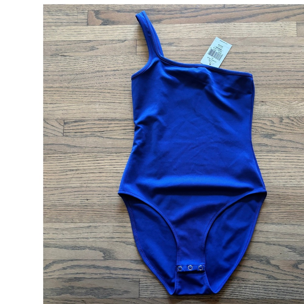 French Connection Womens One Shoulder Bodysuit XS Clement Blue 7GNNE New